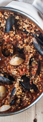 fregola sarda with mussels and clams
